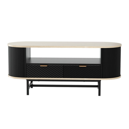 Artiss Coffee Table Drawer Shelf Wood&amp;Black-Furniture &gt; Living Room &gt; Coffee Tables-PEROZ Accessories