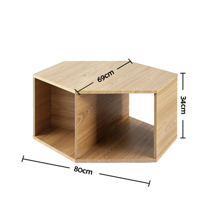 Artiss Set of 2 Coffee Table Hexagonal Center Table with Open Storage 2-Way Display Side Table Wood-Furniture > Living Room > Coffee Tables-PEROZ Accessories