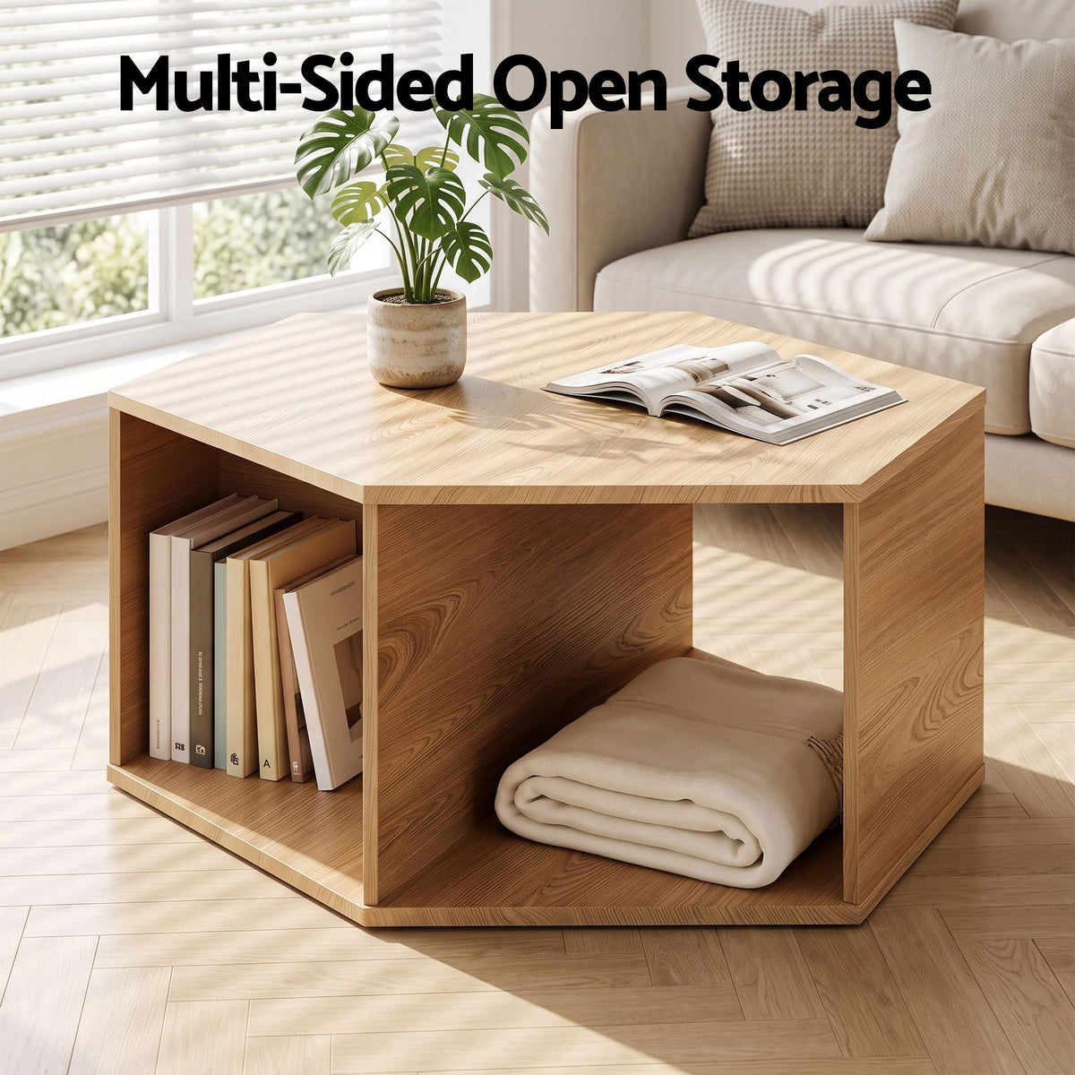 Artiss Set of 2 Coffee Table Hexagonal Center Table with Open Storage 2-Way Display Side Table Wood-Furniture > Living Room > Coffee Tables-PEROZ Accessories