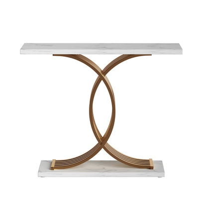 Artiss Console Table Marble Effect White&amp;Gold-Furniture &gt; Living Room &gt; Side Tables-PEROZ Accessories