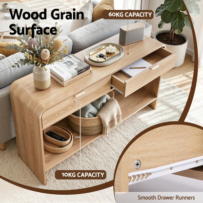 Artiss Console Table Hallway Entryway Storage Drawer Shelf Curved Edge 120CM Pine-Furniture > Living Room > Side Tables-PEROZ Accessories