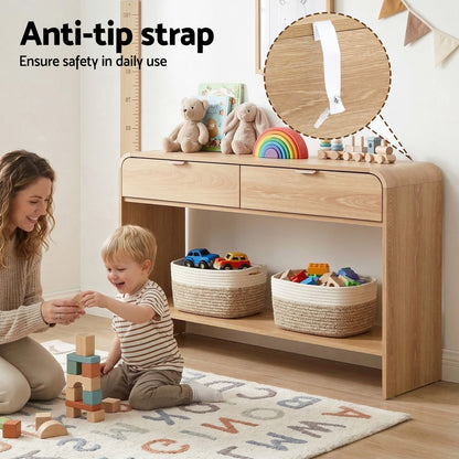 Artiss Console Table Hallway Entryway Storage Drawer Shelf Curved Edge 120CM Pine-Furniture > Living Room > Side Tables-PEROZ Accessories