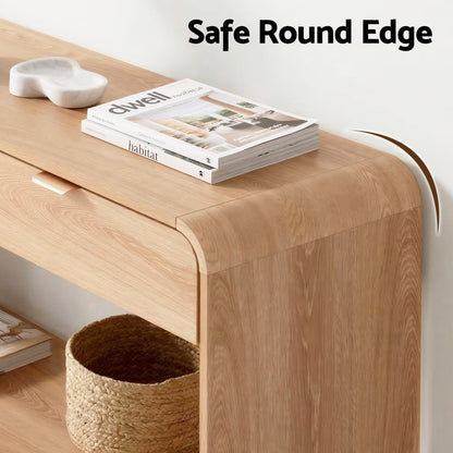 Artiss Console Table Hallway Entryway Storage Drawer Shelf Curved Edge 120CM Pine-Furniture > Living Room > Side Tables-PEROZ Accessories