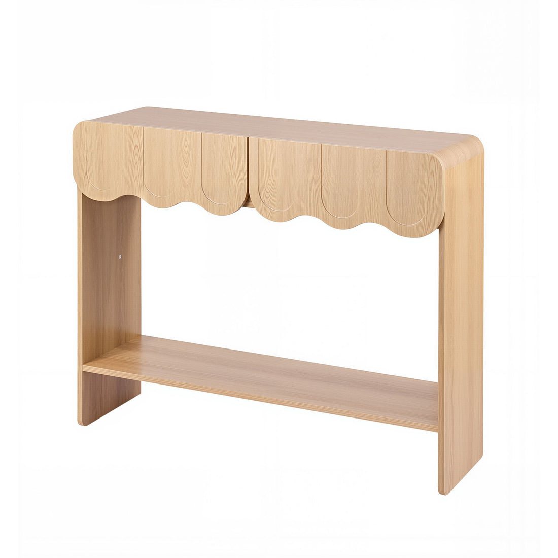 Artiss 2-Drawer Console Table, Scalloped Entryway Table with Safe Rounded Corners, 100 x 31 x 80 cm-Furniture > Living Room > Side Tables-PEROZ Accessories