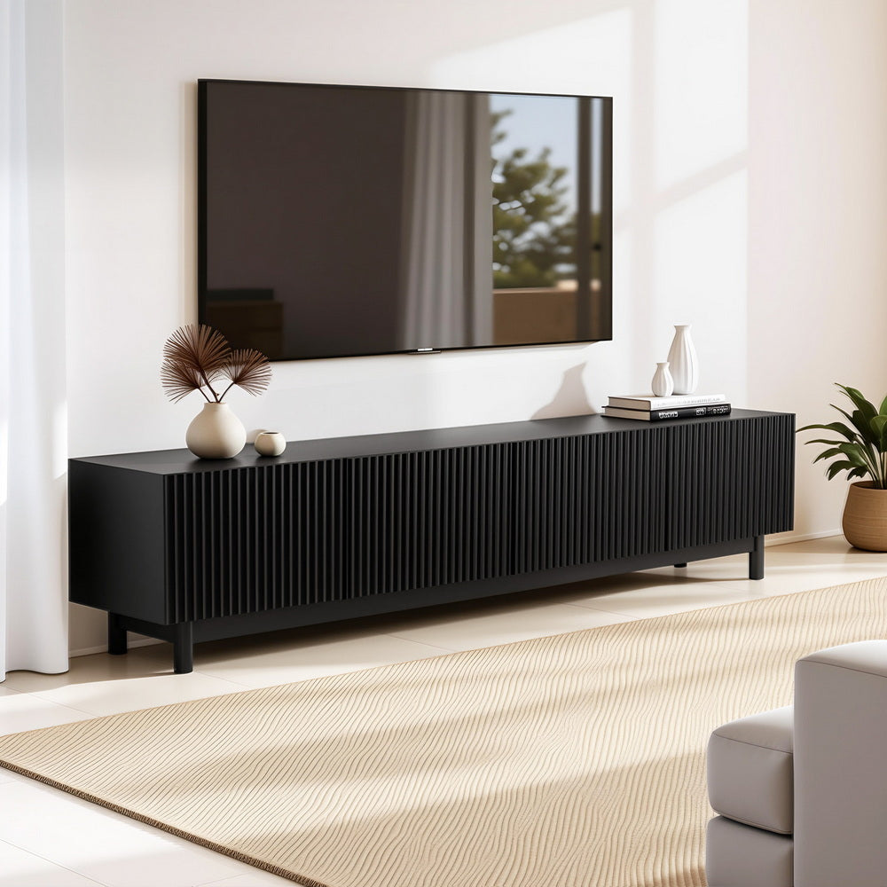 Artiss TV Unit Entertainment Unit Storage Cabinet 180cm Black-Furniture &gt; Living Room &gt; TV Units-PEROZ Accessories