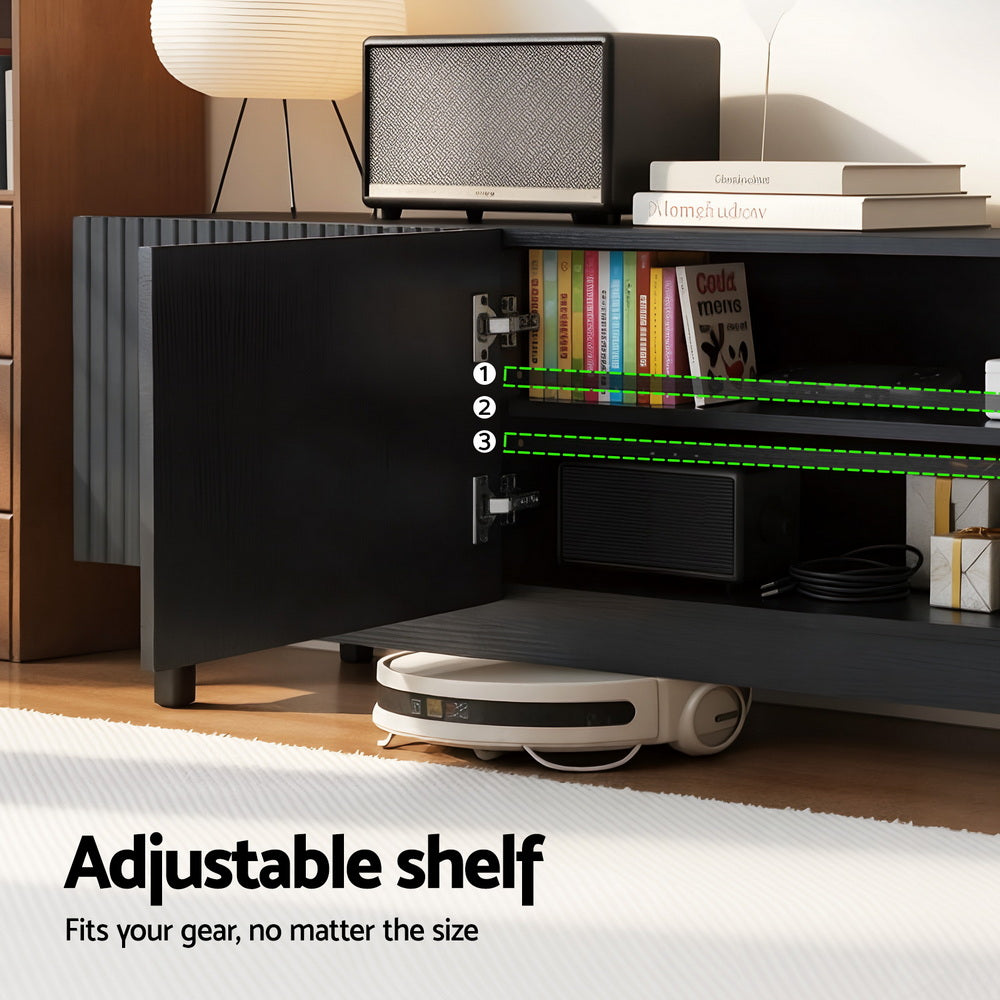 Artiss TV Unit Entertainment Unit Storage Cabinet 180cm Black-Furniture &gt; Living Room &gt; TV Units-PEROZ Accessories