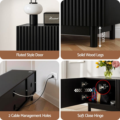 Artiss TV Unit Entertainment Unit Storage Cabinet 180cm Black-Furniture &gt; Living Room &gt; TV Units-PEROZ Accessories