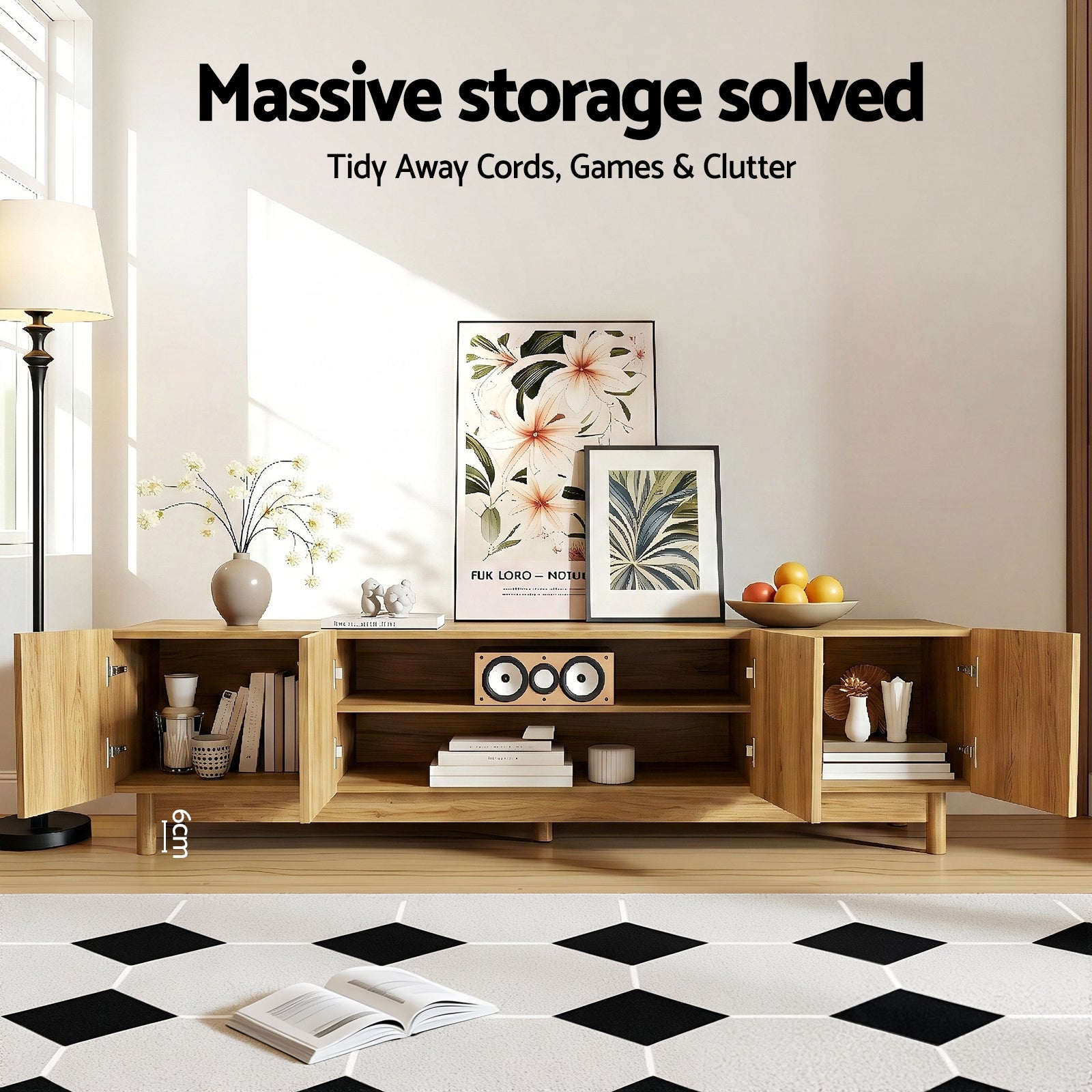 Artiss TV Unit Entertainment Unit Storage Cabinet 180cm Pine-Furniture > Living Room > TV Units-PEROZ Accessories