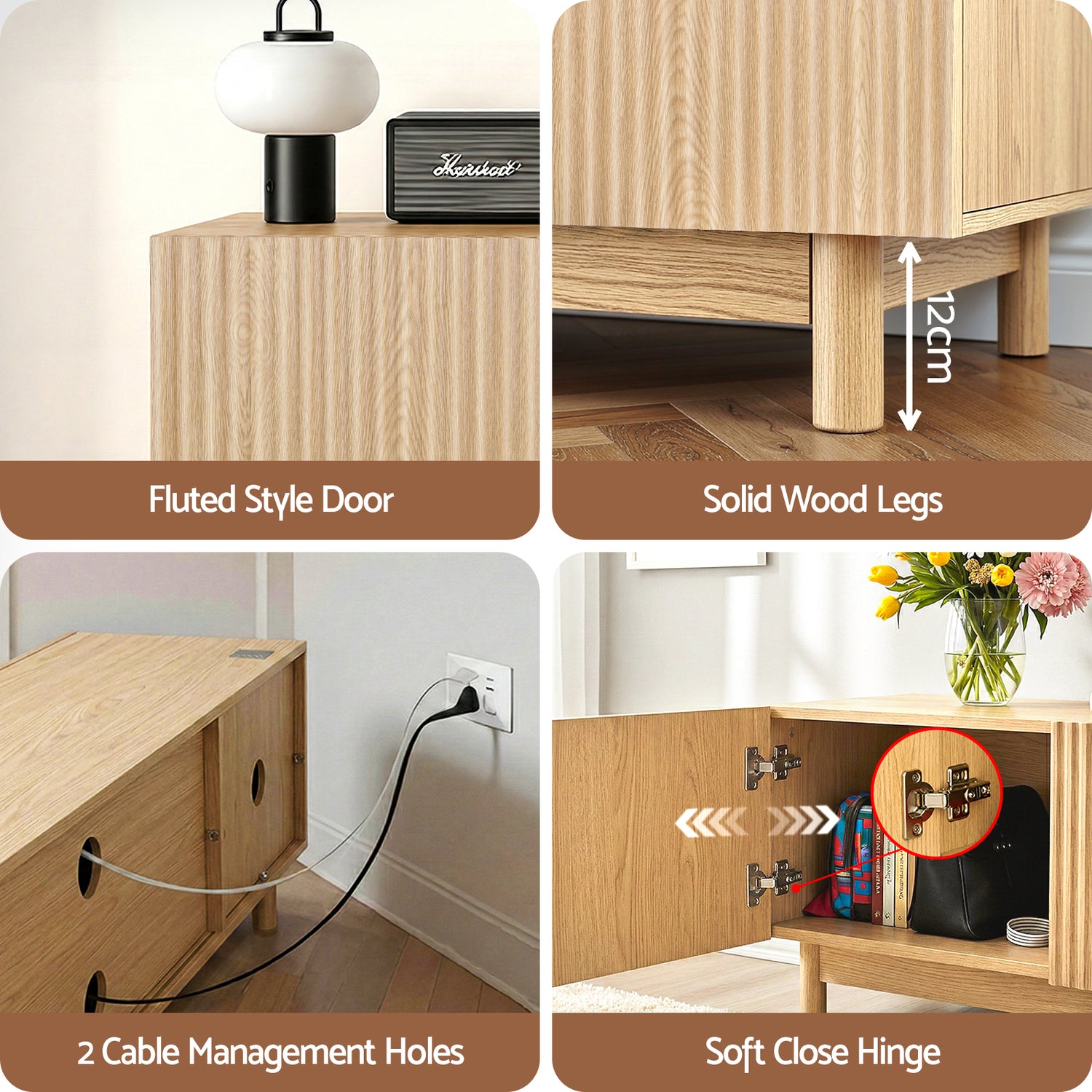 Artiss TV Unit Entertainment Unit Storage Cabinet 180cm Pine-Furniture > Living Room > TV Units-PEROZ Accessories