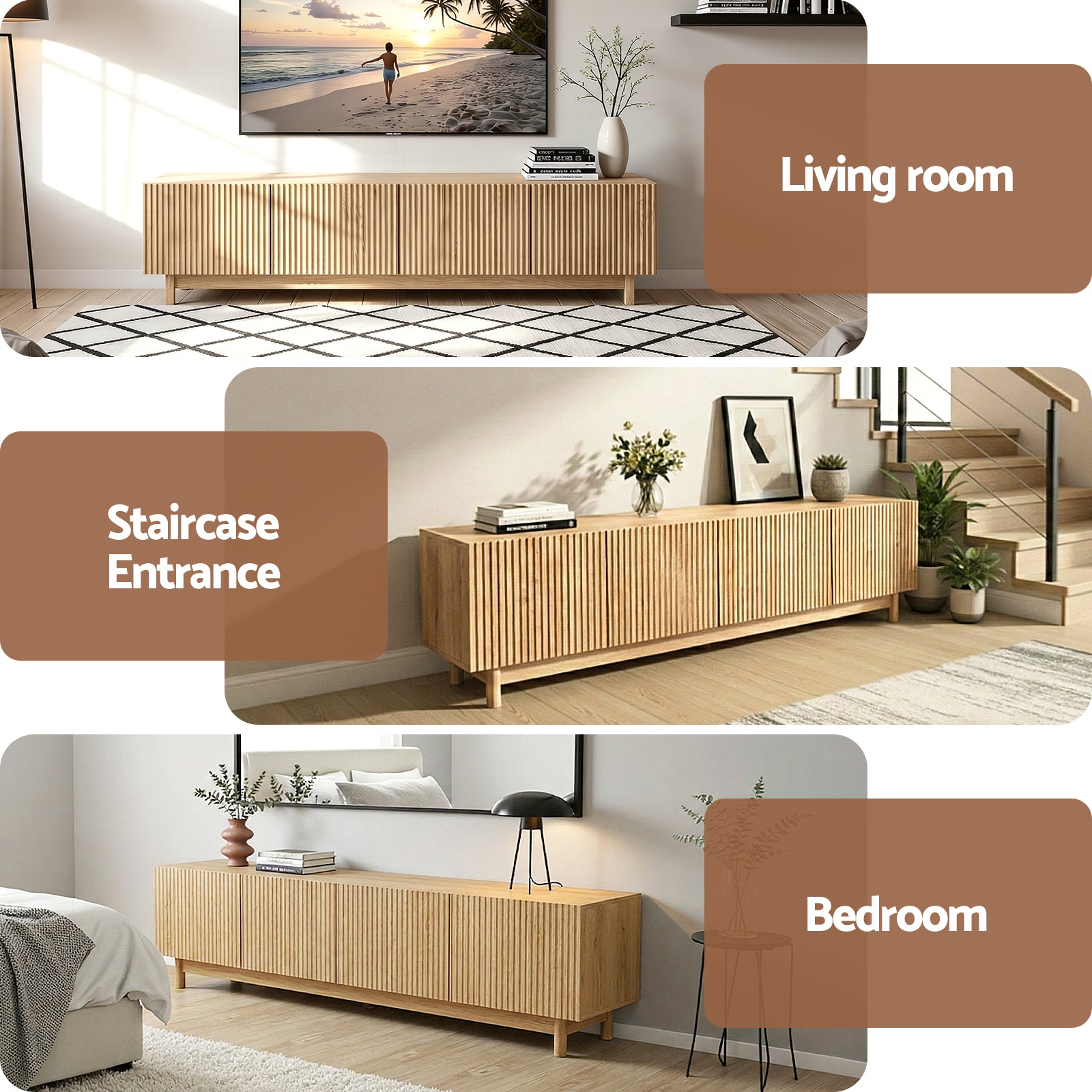 Artiss TV Unit Entertainment Unit Storage Cabinet 180cm Pine-Furniture > Living Room > TV Units-PEROZ Accessories