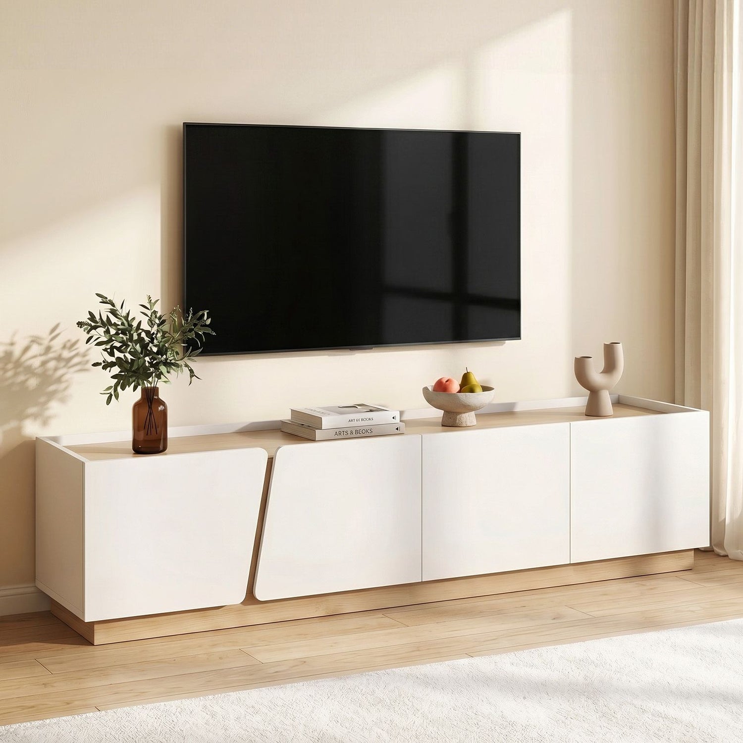 Artiss 180cm TV Unit Storage Cabinet Living Room White &amp; Pine