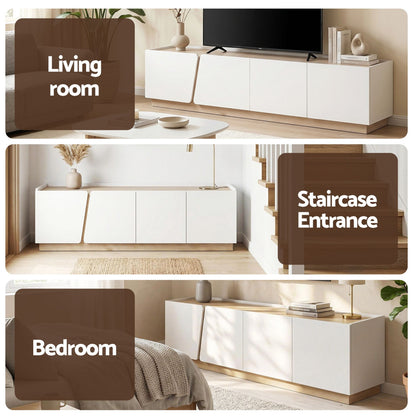 Artiss 180cm TV Unit Storage Cabinet Living Room White &amp; Pine