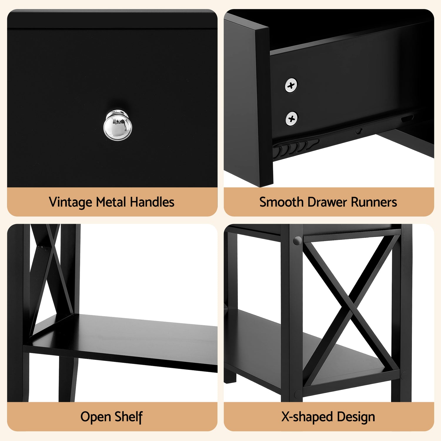 Artiss Console Table 2 Drawers 100CM Black-Furniture &gt; Living Room &gt; Side Tables-PEROZ Accessories