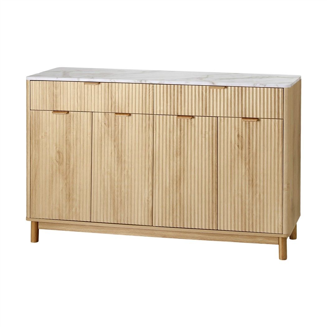 Artiss Buffet Sideboard Cabinet Kitchen Storage Cupboard Marble 2 Drawers Pine-Furniture > Bathroom > Sinks-PEROZ Accessories