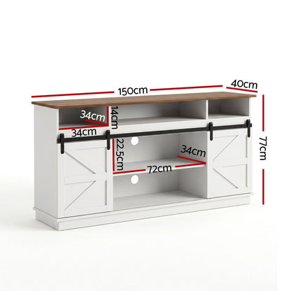 Artiss Buffet Sideboard Cabinet 150cm 3-Tier Kitchen Storage Sliding Doors White-Furniture > Bathroom > Sinks-PEROZ Accessories
