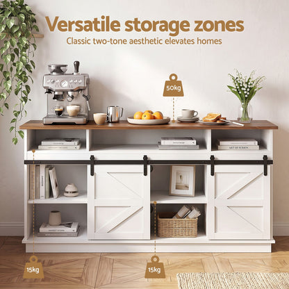 Artiss Buffet Sideboard Cabinet 150cm 3-Tier Kitchen Storage Sliding Doors White-Furniture > Bathroom > Sinks-PEROZ Accessories
