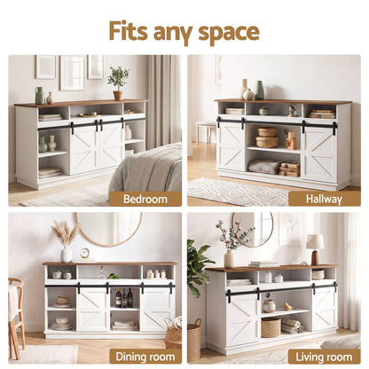 Artiss Buffet Sideboard Cabinet 150cm 3-Tier Kitchen Storage Sliding Doors White-Furniture > Bathroom > Sinks-PEROZ Accessories