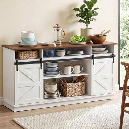Artiss Buffet Sideboard Cabinet 150cm 3-Tier Kitchen Storage Sliding Doors White-Furniture > Bathroom > Sinks-PEROZ Accessories