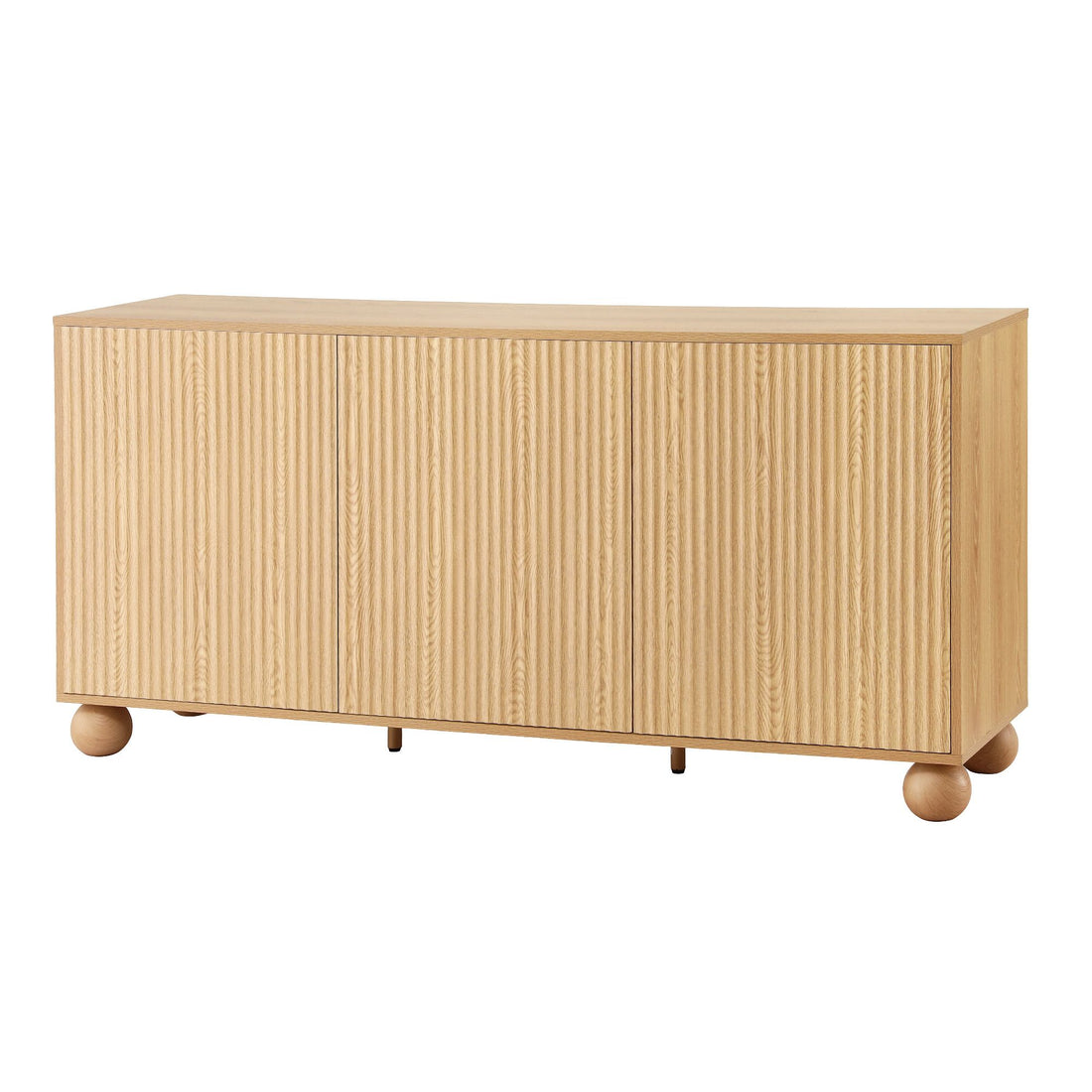 Artiss Buffet Sideboard Cabinet 2-Tier Fluted Kitchen Storage Ball Legs Pine-Furniture > Dining > Buffets &amp; Sideboards-PEROZ Accessories