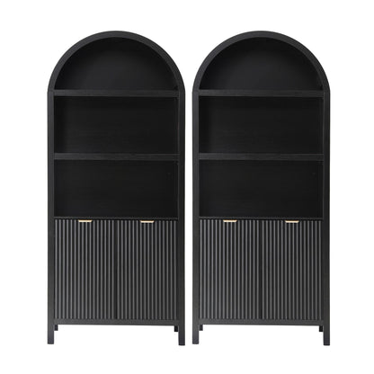 Artiss Buffet Sideboard Cabinet Pantry X2 180CM Arched Storage Bookshelf Black