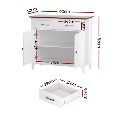 Artiss Buffet Sideboard Storage Cabinet Kitchen Cupboard Hallway 2 Drawers White-Furniture &gt; Dining &gt; Buffets &amp; Sideboards-PEROZ Accessories
