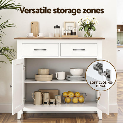 Artiss Buffet Sideboard Storage Cabinet Kitchen Cupboard Hallway 2 Drawers White-Furniture &gt; Dining &gt; Buffets &amp; Sideboards-PEROZ Accessories