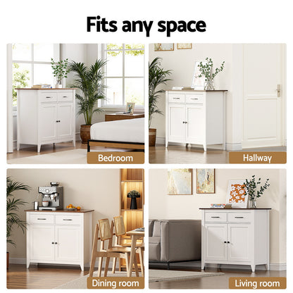 Artiss Buffet Sideboard Storage Cabinet Kitchen Cupboard Hallway 2 Drawers White-Furniture > Dining > Buffets &amp; Sideboards-PEROZ Accessories