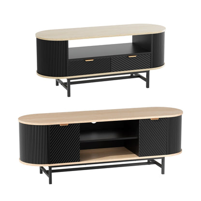 Artiss TV Unit &amp; Coffee Table Set Storage Drawers Shelves Black Pine-Furniture > Living Room > TV Units-PEROZ Accessories