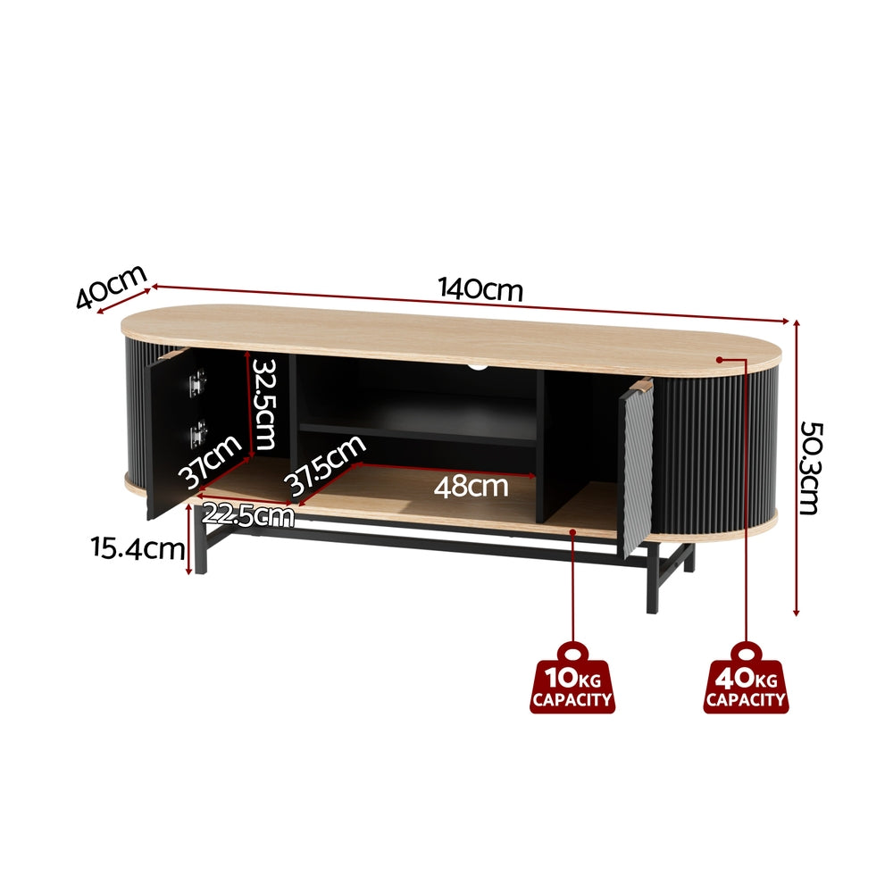 Artiss TV Unit Entertainment Unit Storage Cabinet Black Pine-Furniture &gt; Living Room &gt; TV Units-PEROZ Accessories