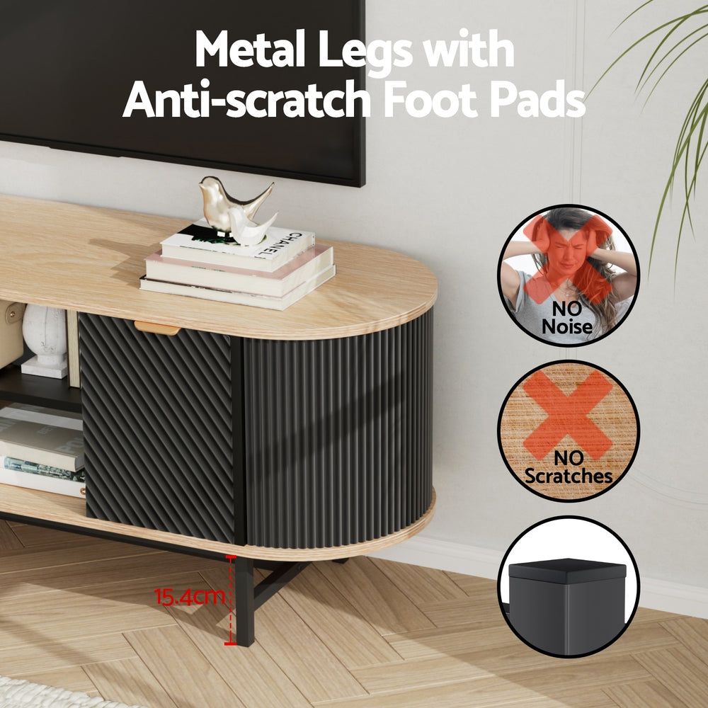 Artiss TV Unit Entertainment Unit Storage Cabinet Black Pine-Furniture &gt; Living Room &gt; TV Units-PEROZ Accessories