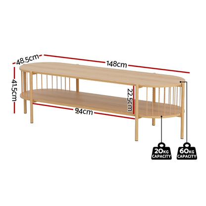 Artiss TV Unit Entertainment Unit Storage Shelf 148cm Pine-Furniture &gt; Living Room &gt; TV Units-PEROZ Accessories