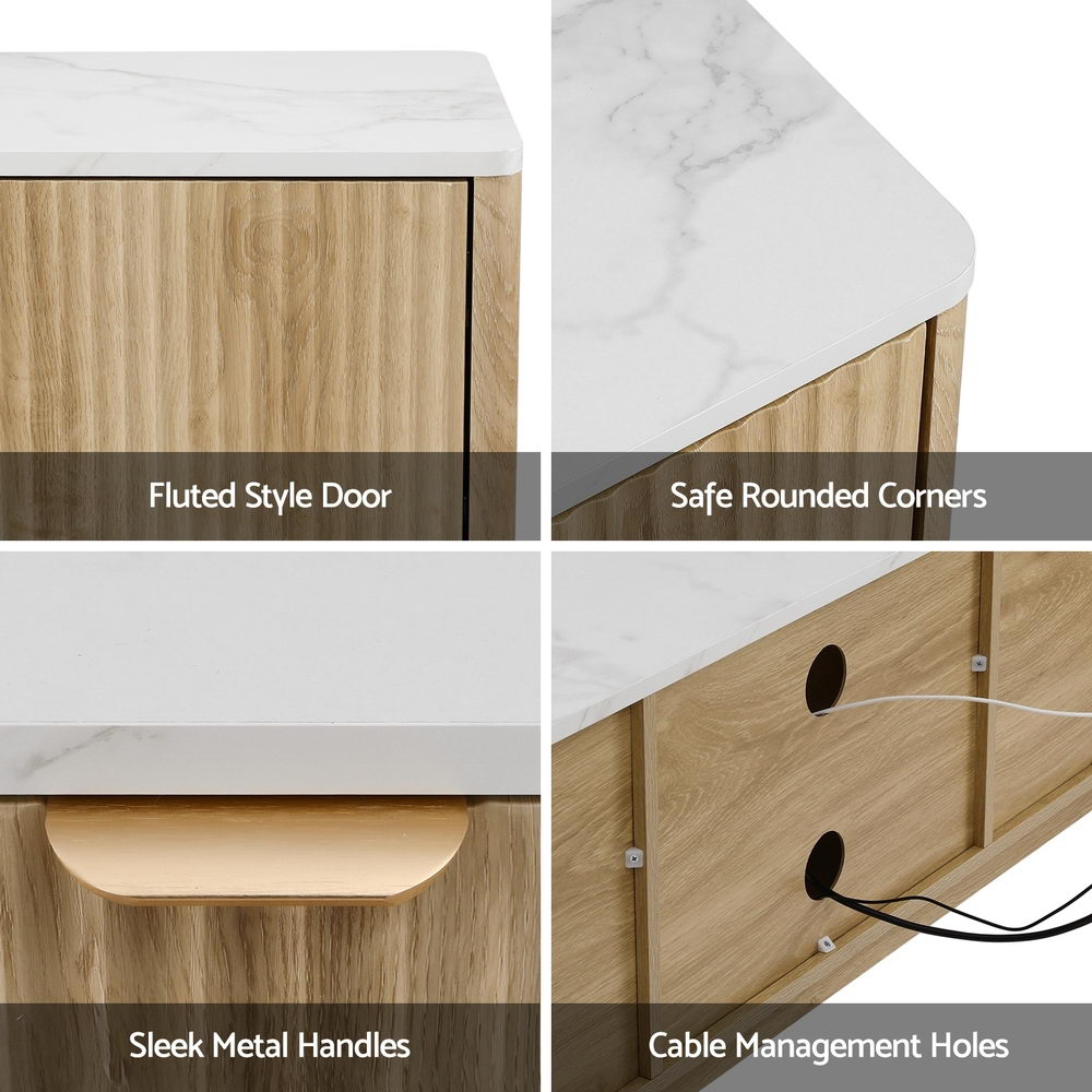 Artiss TV Unit Entertainment Unit Storage Drawer Shelf 150cm Pine-Furniture &gt; Living Room &gt; TV Units-PEROZ Accessories