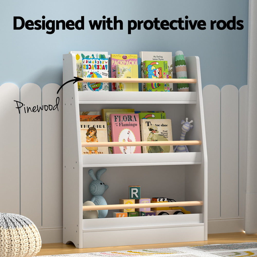 Keezi Kids Bookshelf 3 Tiers Storage Children Bookcase Organiser Display Shelf-Baby &amp; Kids &gt; Kid&