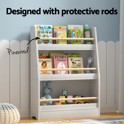 Keezi Kids Bookshelf 3 Tiers Storage Children Bookcase Organiser Display Shelf-Baby &amp; Kids &gt; Kid&