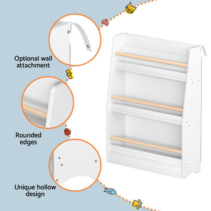 Keezi Kids Bookshelf 3 Tiers Storage Children Bookcase Organiser Display Shelf-Baby &amp; Kids &gt; Kid&