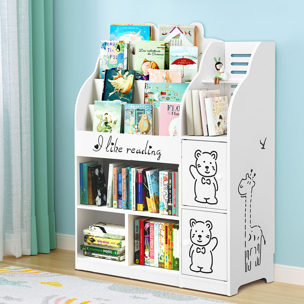Keezi 4 Tiers Kids Bookshelf Storage Children Bookcase Toy Organiser Display-Baby &amp; Kids &gt; Kid&