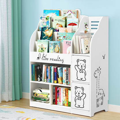 Keezi 4 Tiers Kids Bookshelf Storage Children Bookcase Toy Organiser Display-Baby &amp; Kids &gt; Kid&