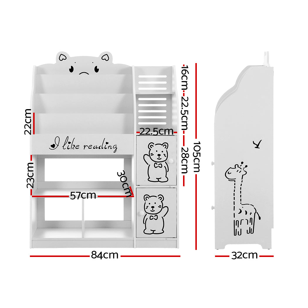 Keezi 4 Tiers Kids Bookshelf Storage Children Bookcase Toy Organiser Display-Baby &amp; Kids &gt; Kid&