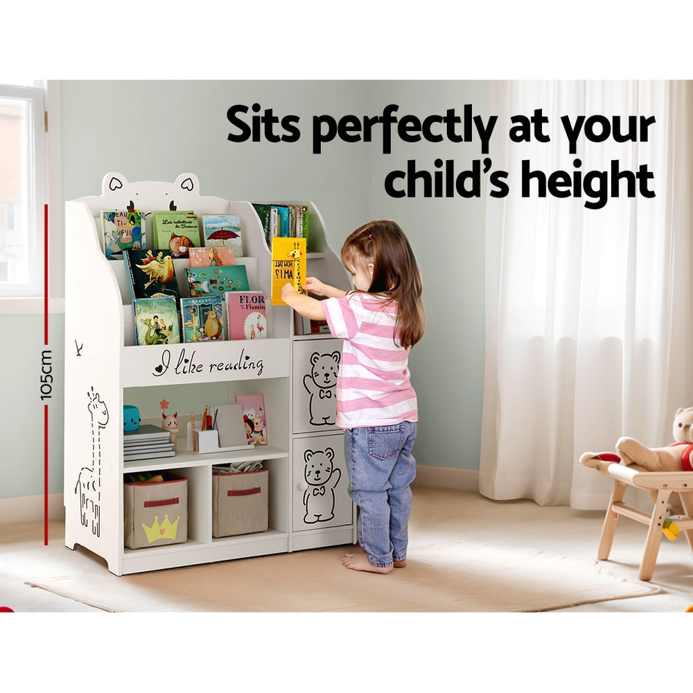 Keezi 4 Tiers Kids Bookshelf Storage Children Bookcase Toy Organiser Display-Baby &amp; Kids &gt; Kid&
