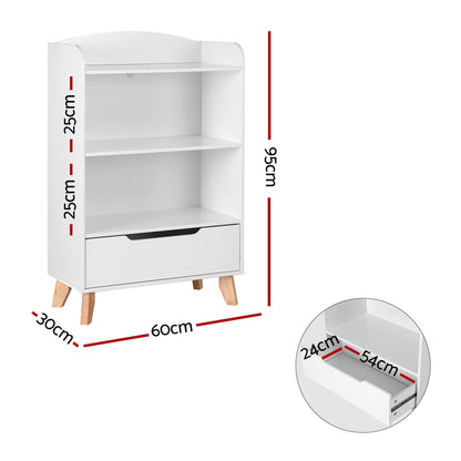 Keezi Kids Bookshelf 3 Tiers Storage Children Bookcase Toys Organiser Drawer-Baby &amp; Kids &gt; Kid&