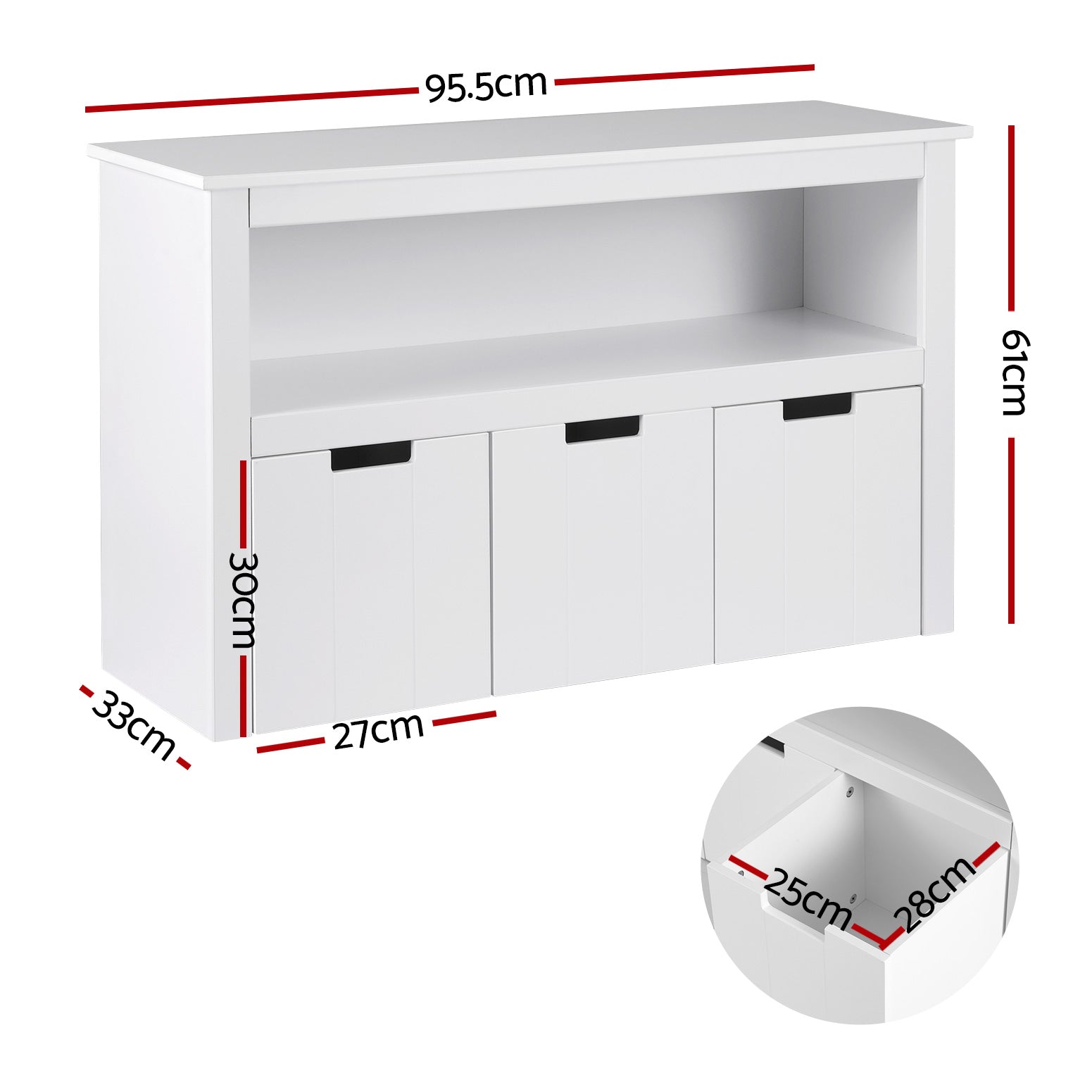Keezi Kids Bookshelf 3 Drawers Storage Children Bookcase Toy Organiser Display-Baby &amp; Kids &gt; Kid&