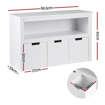 Keezi Kids Bookshelf 3 Drawers Storage Children Bookcase Toy Organiser Display-Baby &amp; Kids &gt; Kid&