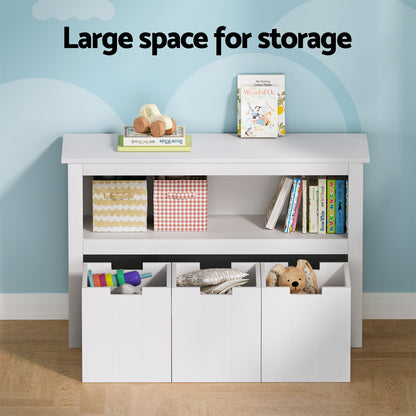 Keezi Kids Bookshelf 3 Drawers Storage Children Bookcase Toy Organiser Display-Baby &amp; Kids &gt; Kid&