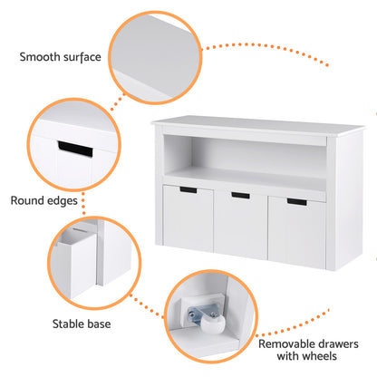 Keezi Kids Bookshelf 3 Drawers Storage Children Bookcase Toy Organiser Display-Baby &amp; Kids &gt; Kid&