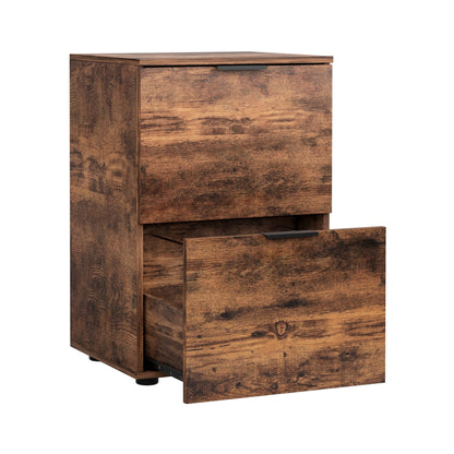 Artiss Filing Cabinet Files Storage Office Shelves File Organiser Rustic Brown 2 Drawer-Furniture &gt; Office &gt; Storage Cabinets-PEROZ Accessories