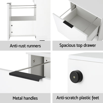 Artiss Filing Cabinet Files Storage Office Shelves File Organiser White 2 Drawer-Furniture &gt; Office-PEROZ Accessories