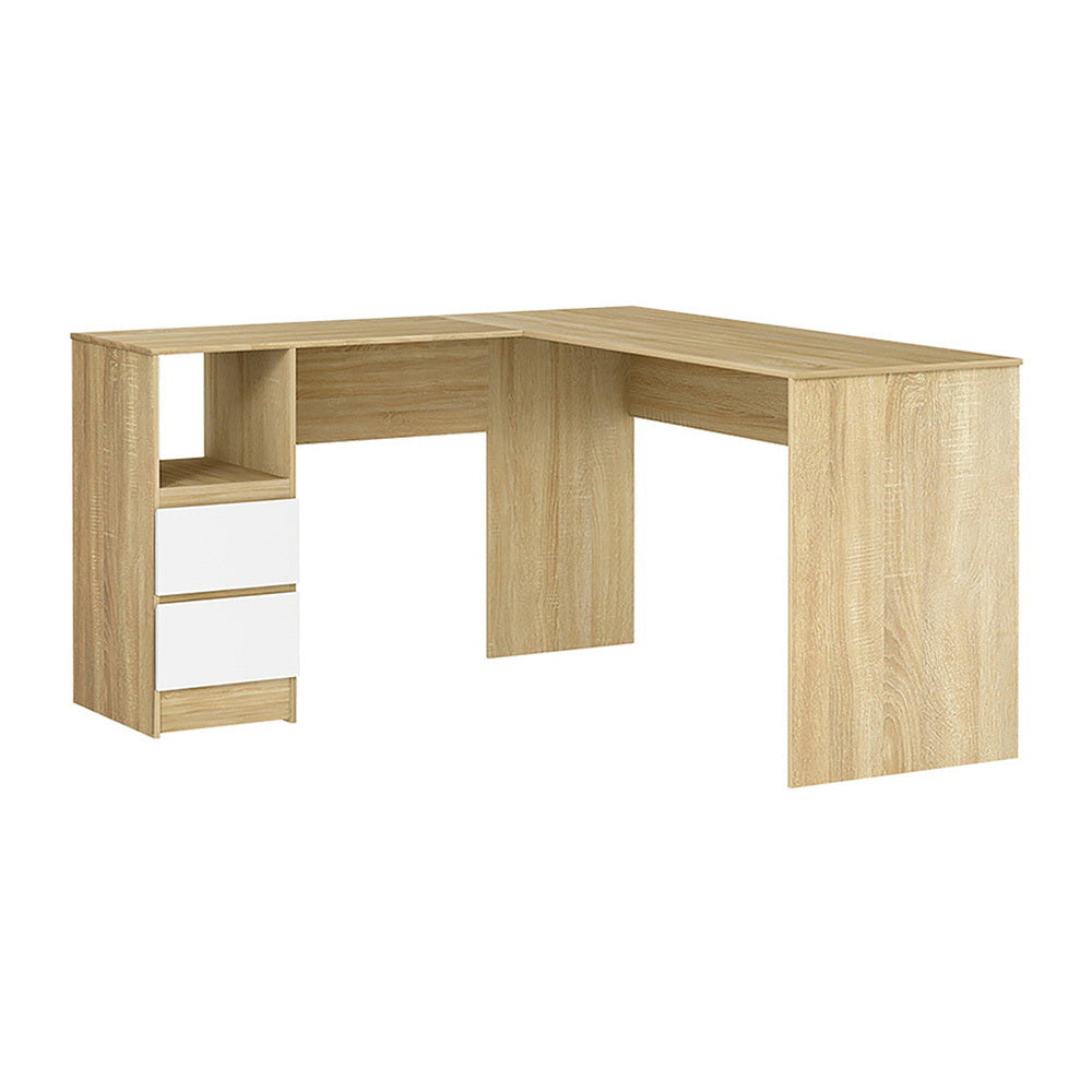 Artiss Computer Desk Drawer Cabinet L-Shape Oak 136CM-Office Desks-PEROZ Accessories