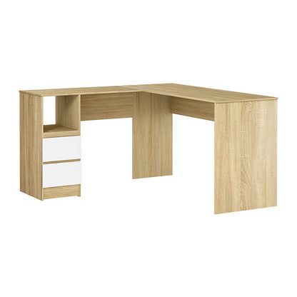 Artiss Computer Desk Drawer Cabinet L-Shape Oak 136CM-Office Desks-PEROZ Accessories
