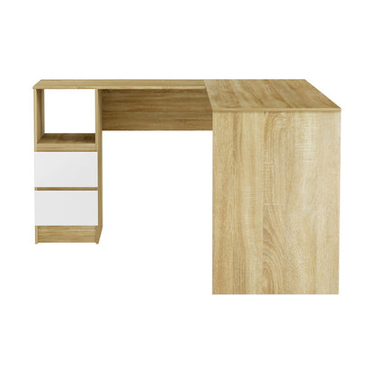 Artiss Computer Desk Drawer Cabinet L-Shape Oak 136CM-Office Desks-PEROZ Accessories