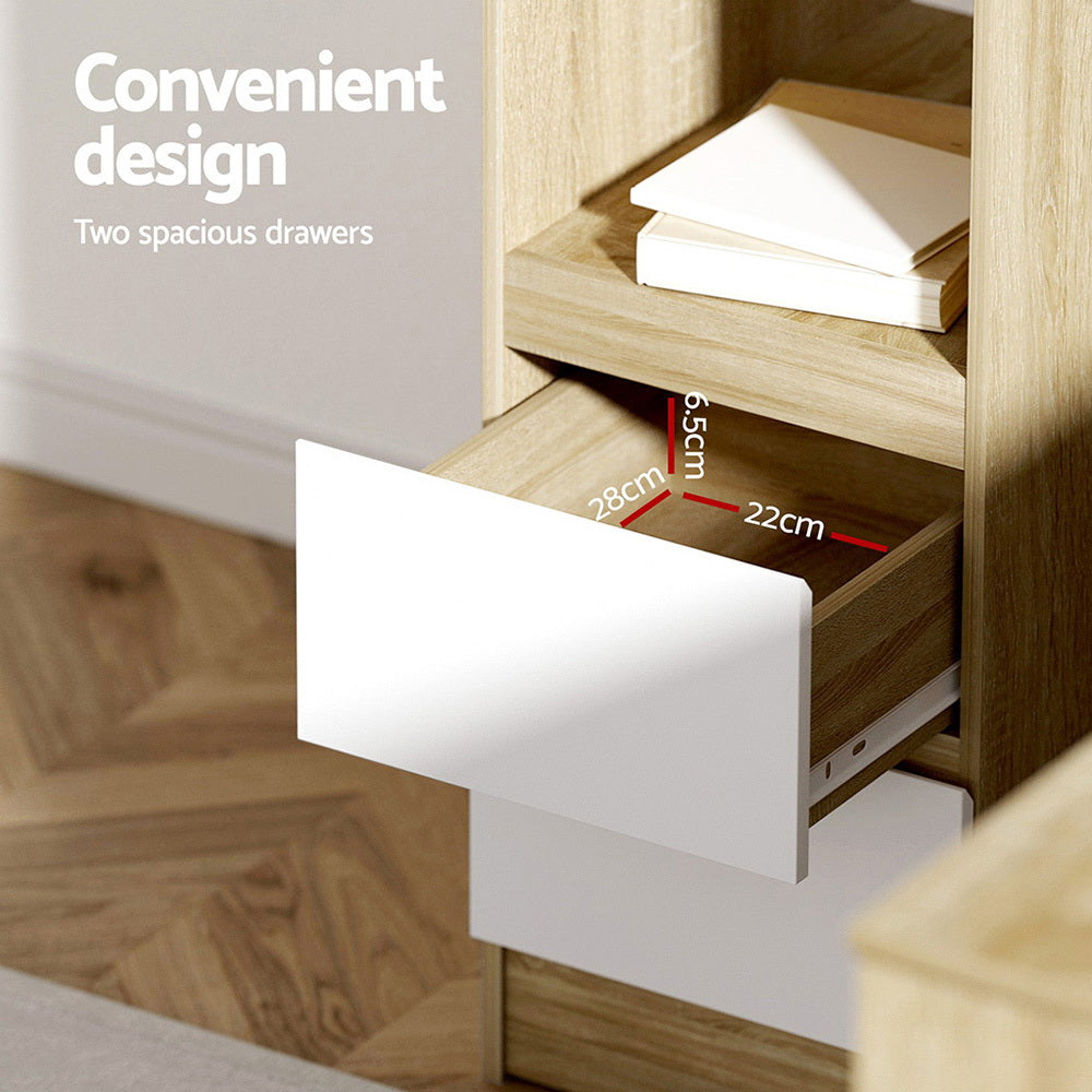 Artiss Computer Desk Drawer Cabinet L-Shape Oak 136CM-Office Desks-PEROZ Accessories